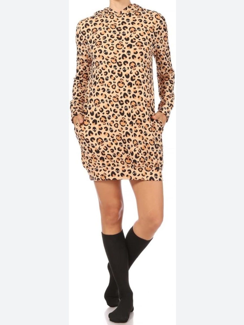 NWT Shosho skull animal print hooded dress with black socks